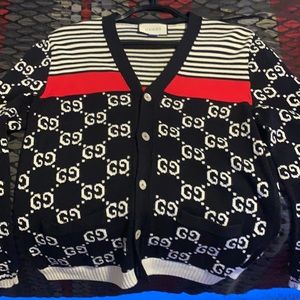 Black red and white cashmere Gucci